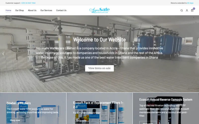 Screenshot of AquaSafe Watercare